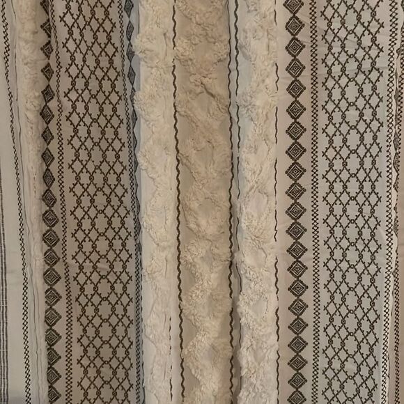 INK+IVY Imani 100% Cotton Boho  Chenille Stripe Geometric Print Curtains - Picture 9 of 10